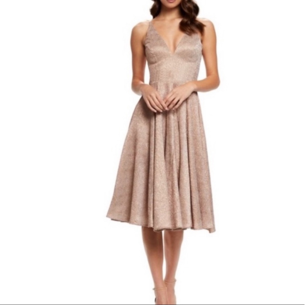 Dress the Population Delilah Plunge Midi Dress NWT